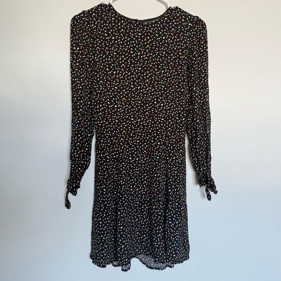 Reformation Long Sleeve Samantha Black Multicolor Mini Dot Dress Size 6 - Picture 4 of 9